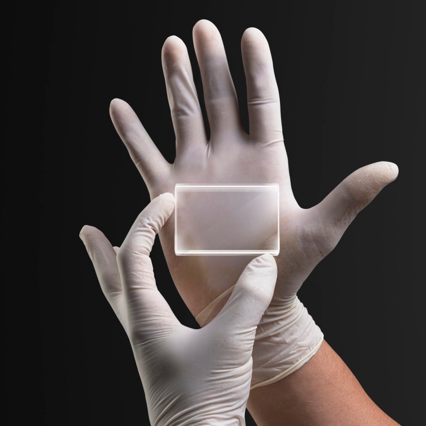 Petri dish on medical worker’s hands